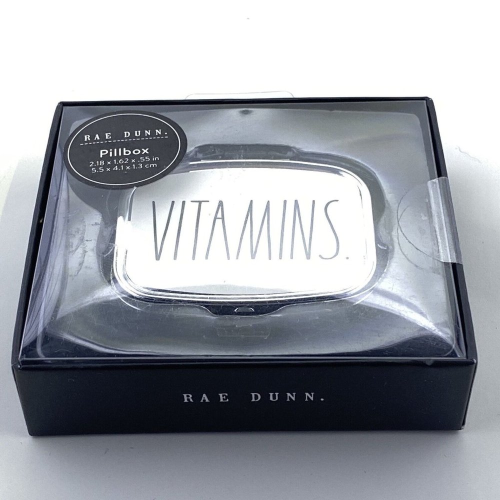 Rae Dunn White Vitamins Pill Box